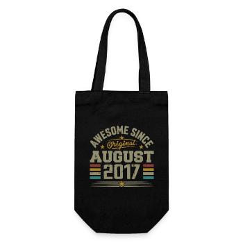 August 2017 Birthday August 2017 August 2017 Retro - Gift Bag for Bottles - black - Front