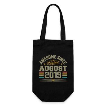August 2019 Birthday August 2019 August 2019 Retro - Gift Bag for Bottles - black - Front
