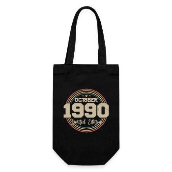 Born in October 1990 Retro Birthday October 1990 - Gift Bag for Bottles - black - Front