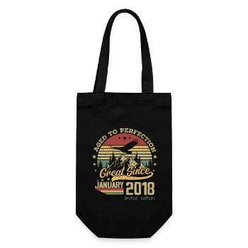 6 years Old Aged to Perfection born: January 2018 - Gift Bag for Bottles - black - Front