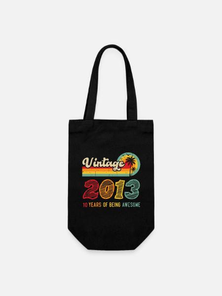 Vintage Cadeau D'anniversaire 10 Ans Vintage 2013 - Sac à bouteille - noir