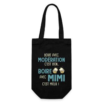 Michel boire modération boire avec mimi cest mieux - Sac à bouteille - noir - Devant