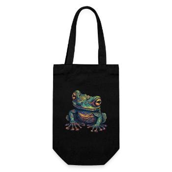 Trippy Frosch - Psychedelisches Motiv - Geschenkbeutel für Flaschen - Schwarz - Vorne