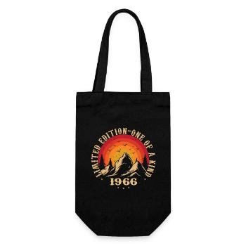 Jahrgang 1966 Retro 1966 Jubiläumsgeschenk 1966 - Geschenkbeutel für Flaschen - Schwarz - Vorne