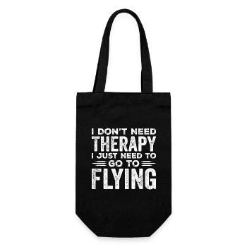 Ich brauche keine Therapie, ich muss nur fliegen gehen - Geschenkbeutel für Flaschen - Schwarz - Vorne