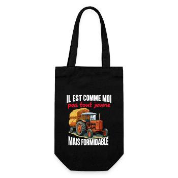 Tracteur papa agriculteur redoutable vieux - Sac à bouteille - noir - Devant