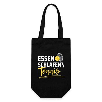 Essen Schlafen Tennis - Geschenkbeutel für Flaschen - Schwarz - Vorne
