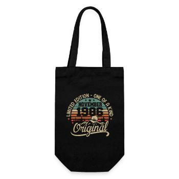 Retro November - November 1986 Birthday Gift - Gift Bag for Bottles - black - Front