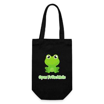 Opas Fröschlein kleiner Frosch Enkel - Geschenkbeutel für Flaschen - Schwarz - Vorne