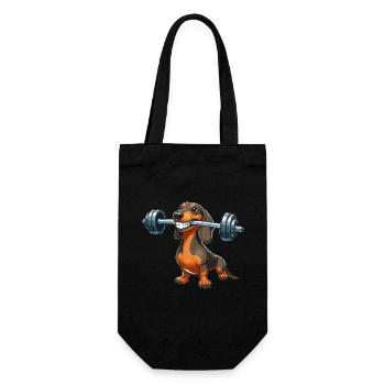 Dachshund Dumbbell Workout Fitness - Gift Bag for Bottles - black - Front