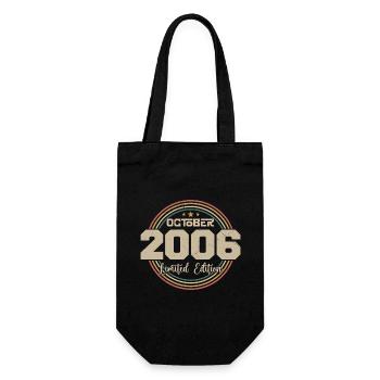 Born in October 2006 Retro Anniversary October 2006 - Gift Bag for Bottles - black - Front