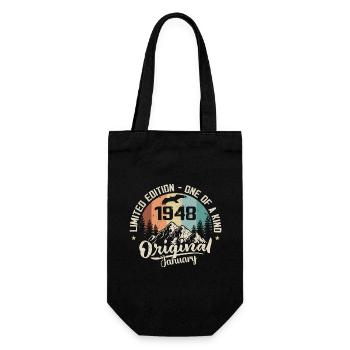 Januar 1948 Originales Geburtstagsgeschenk 77 Jahre - Geschenkbeutel für Flaschen - Schwarz - Vorne
