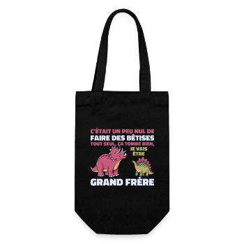 Future Big Brother Dinosaur Big Brother Gift - Gift Bag for Bottles - black - Front