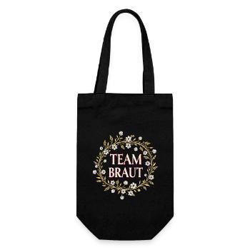 Team Braut JGA Frauen Hochzeit Party Mädelsabend - Geschenkbeutel für Flaschen - Schwarz - Vorne