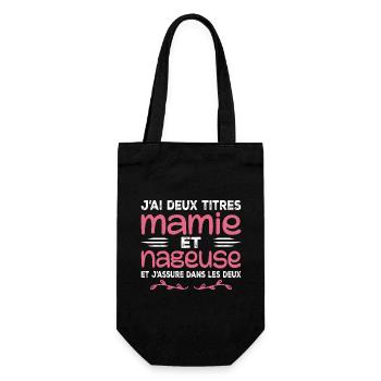 Zwei Oma-Schwimmer-Titel | Oma, Schwimmen - Geschenkbeutel für Flaschen - Schwarz - Vorne