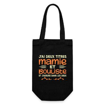 Zwei Titel Granny Bouliste | Oma, Pétanque - Geschenkbeutel für Flaschen - Schwarz - Vorne