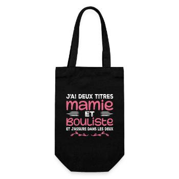 Zwei Titel Granny Bouliste | Oma, Pétanque - Geschenkbeutel für Flaschen - Schwarz - Vorne