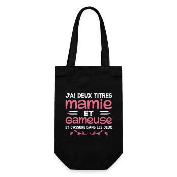 Deux Titres Mamie Gameuse | Geek | Grand-mère - Sac à bouteille - noir - Devant