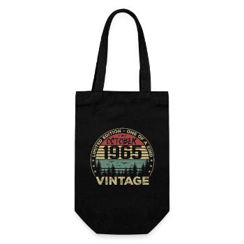 Vintage Anniversary Made in October 1965 - Gift Bag for Bottles - black - Front