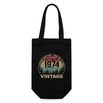 Vintage Anniversary Made in October 1974 - Gift Bag for Bottles - black - Front