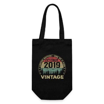 Vintage Anniversary Made in October 2019 - Gift Bag for Bottles - black - Front