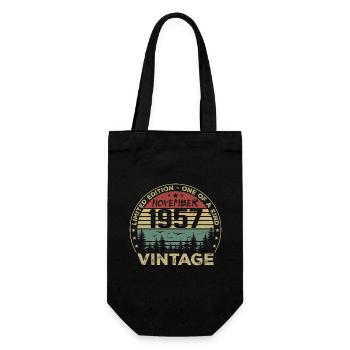 November 1957 Vintage Geschenk - Geboren im November 1957 - Geschenkbeutel für Flaschen - Schwarz - Vorne