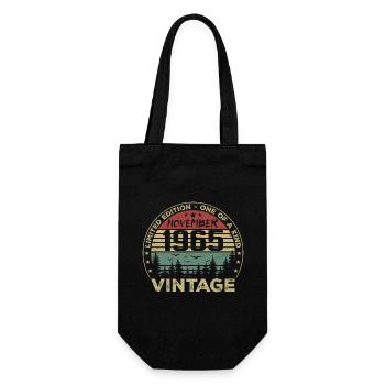 November 1965 Vintage Gift - Born November 1965 - Gift Bag for Bottles - black - Front