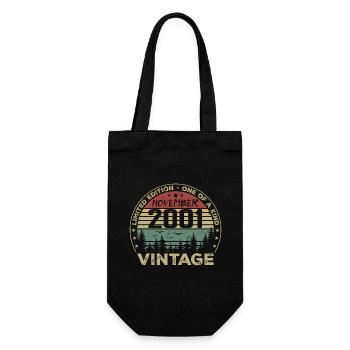 November 2001 Vintage Geschenk - Geboren im November 2001 - Geschenkbeutel für Flaschen - Schwarz - Vorne