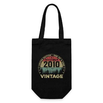 November 2010 Vintage Gift - Born November 2010 - Gift Bag for Bottles - black - Front