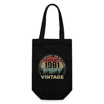 Jahrgang Januar 1981 Geburtstag Januar 1981 - Geschenkbeutel für Flaschen - Schwarz - Vorne