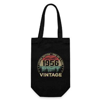 Jahrgang Januar 1956 Geburtstag Januar 1956 - Geschenkbeutel für Flaschen - Schwarz - Vorne