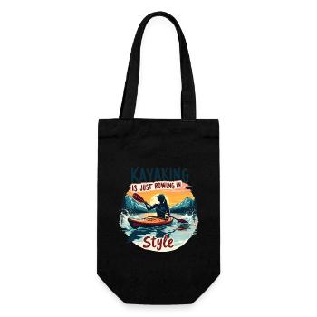 Kayaking Canoeing Kayak Mountain with Lake - Gift Bag for Bottles - black - Front