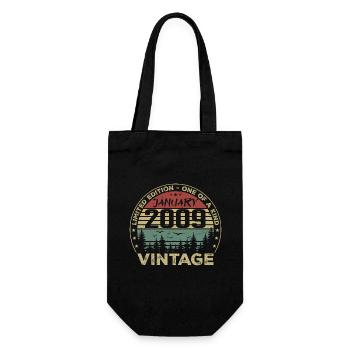 Vintage January 2009 Birthday January 2009 - Gift Bag for Bottles - black - Front