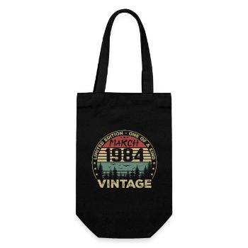 März 1984 - Bestes Geburtstagsgeschenk März 1984 - Geschenkbeutel für Flaschen - Schwarz - Vorne