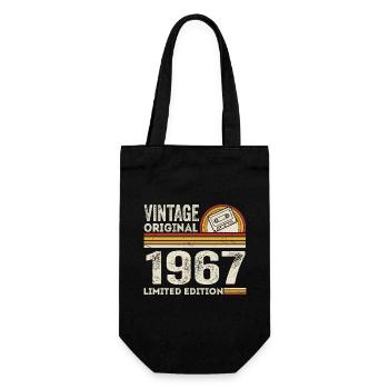 Jahrgang 1967 Kassette 1967 - 58. Jubiläum 1967 - Geschenkbeutel für Flaschen - Schwarz - Vorne