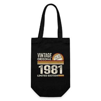 Vintage 1981 Cassette 1981 - 44th Anniversary 1981 - Gift Bag for Bottles - black - Front
