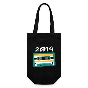 Kassette 2014 Jahrgang Jubiläum 2014 - Geschenkbeutel für Flaschen - Schwarz - Vorne