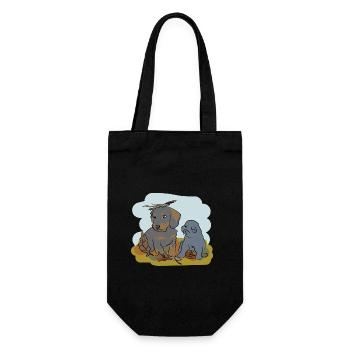 Illustrated design with cat and dog - Gift Bag for Bottles - black - Front