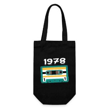 Kassette 1978 Jahrgang Jubiläum 1978 - Geschenkbeutel für Flaschen - Schwarz - Vorne