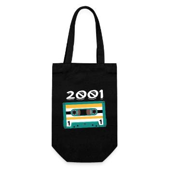 Kassette 2001 Jahrgang Jubiläum 2001 - Geschenkbeutel für Flaschen - Schwarz - Vorne