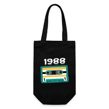 Kassette 1988 Jahrgang Jubiläum 1988 - Geschenkbeutel für Flaschen - Schwarz - Vorne