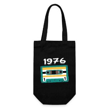 Kassette 1976 Jahrgang Jubiläum 1976 - Geschenkbeutel für Flaschen - Schwarz - Vorne