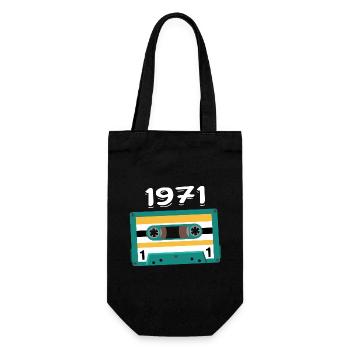 Kassette 1971 Jahrgang Jubiläum 1971 - Geschenkbeutel für Flaschen - Schwarz - Vorne