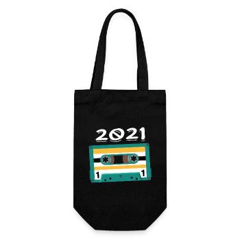 Kassette 2021 Jahrgang Jubiläum 2021 - Geschenkbeutel für Flaschen - Schwarz - Vorne