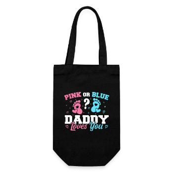 Pink Or Blue Daddy Loves You - Funny Gender reveal - Gift Bag for Bottles - black - Front