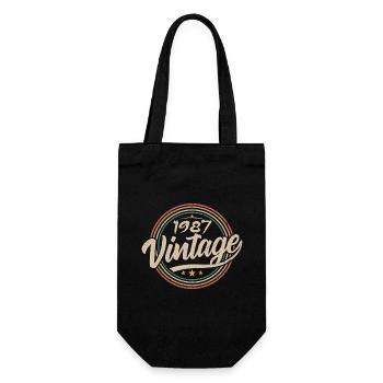 1987 Vintage 1987 Birthday Gift - Retro Style 1987 - Gift Bag for Bottles - black - Front