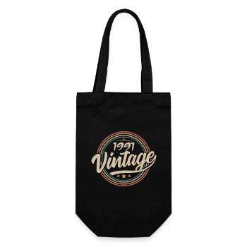 1991 Vintage 1991 Birthday Gift - Retro Style 1991 - Gift Bag for Bottles - black - Front