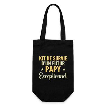 Kit De Survie Futur Papy Cadeau personnalisé - Sac à bouteille - noir - Devant