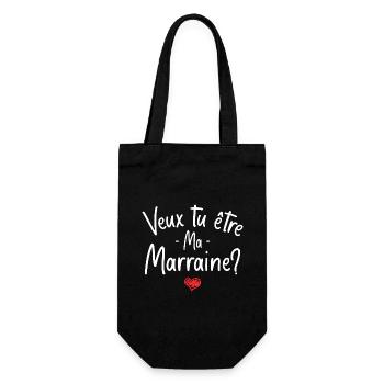 Veux tu être ma marraine? bébé cadeau naissance - Sac à bouteille - noir - Devant
