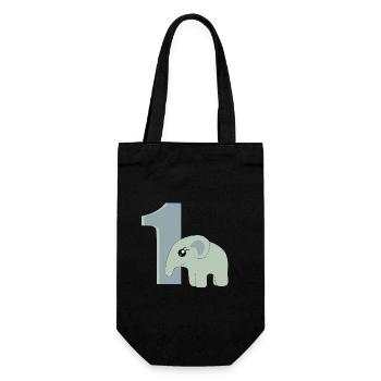 1. Geburtstag Zahl 1 Elefant Baby - Geschenkbeutel für Flaschen - Schwarz - Vorne